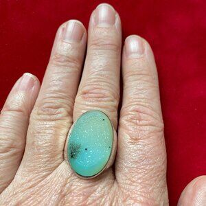 Blue Topaz Chalcedony and Silver Ring